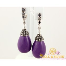 Серебряные серьги капли фиолетовые 2896кф
